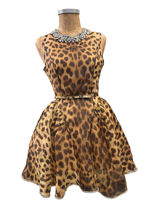 Zimmermann crush crystal embellished leopard mini dress