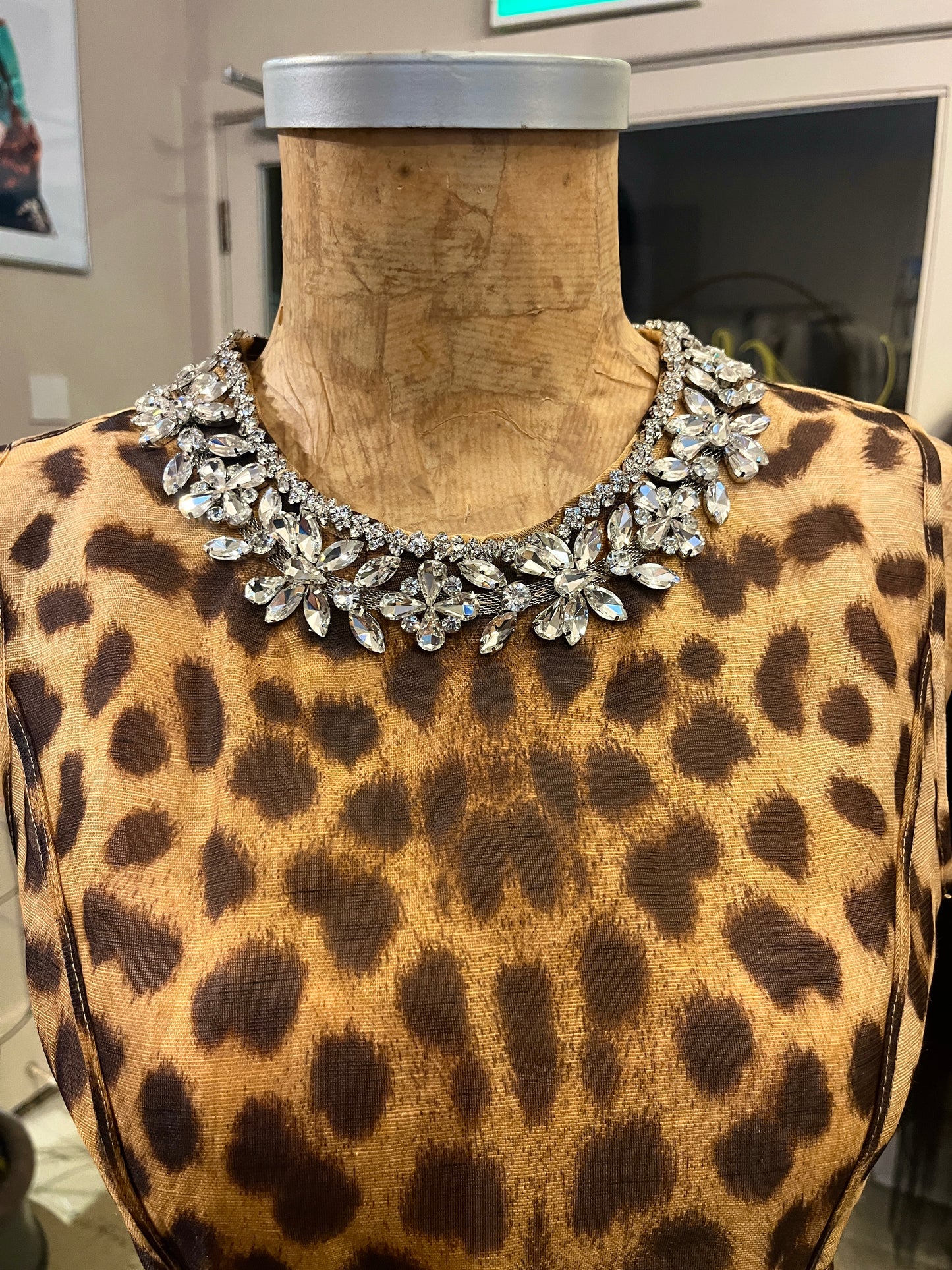 Zimmermann Crush Crystal Embellished Leopard Print Panelled Mini Dress