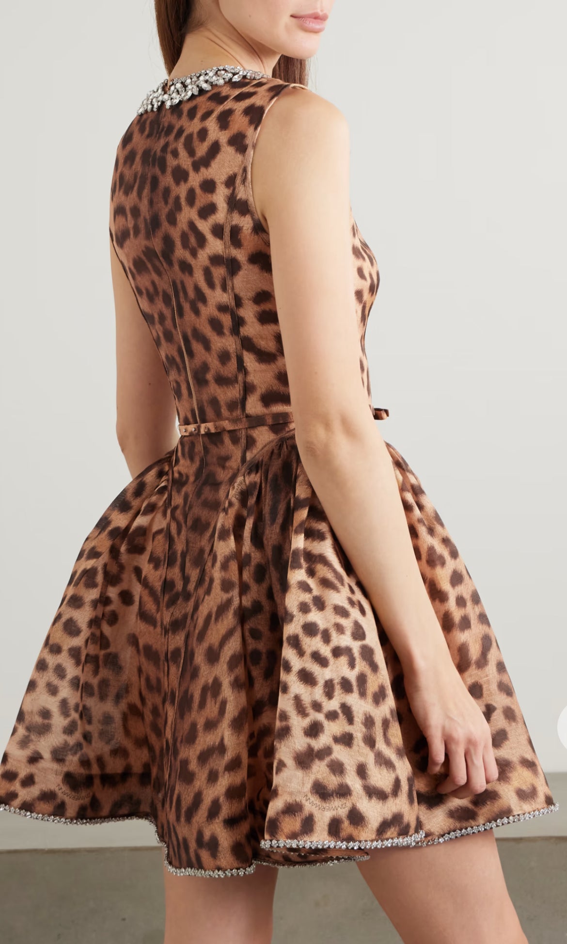 Zimmermann Crush Crystal Embellished Leopard Print Panelled Mini Dress