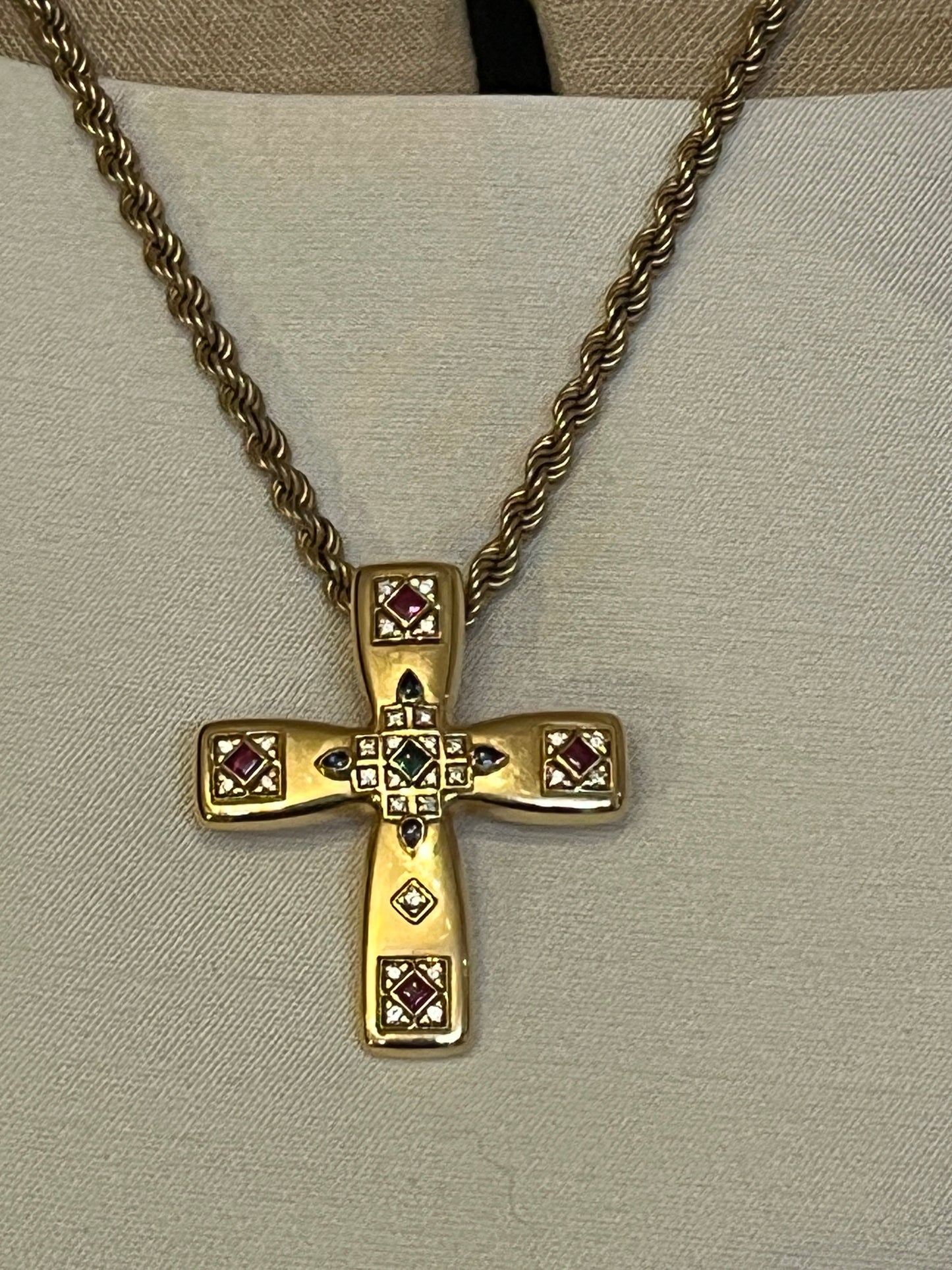 Cartier Gem-set and Diamond 18K Gold "Byzantine" Pendant Brooch
