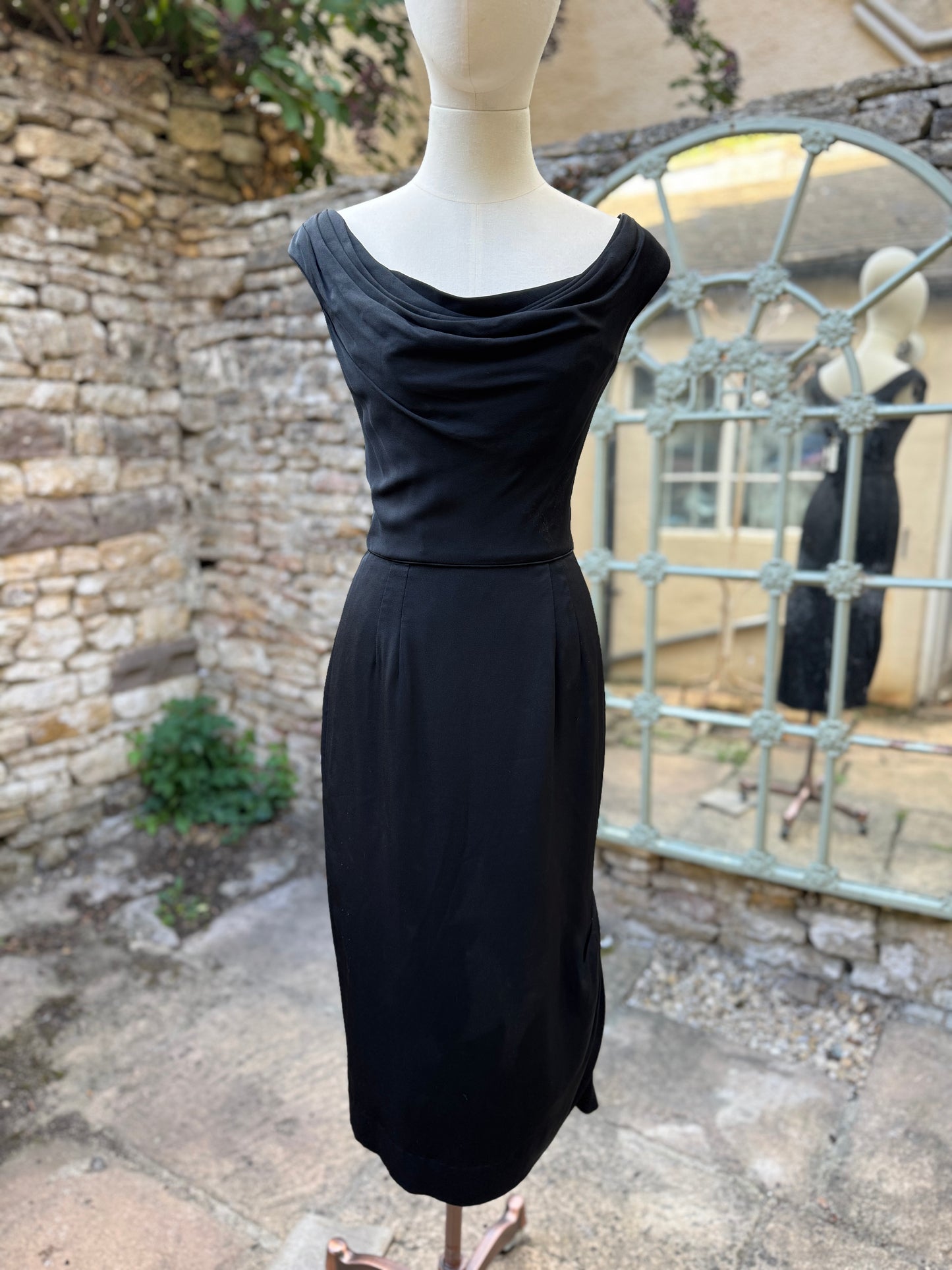 Ceil Chapman 1950s Black Wiggle Dress