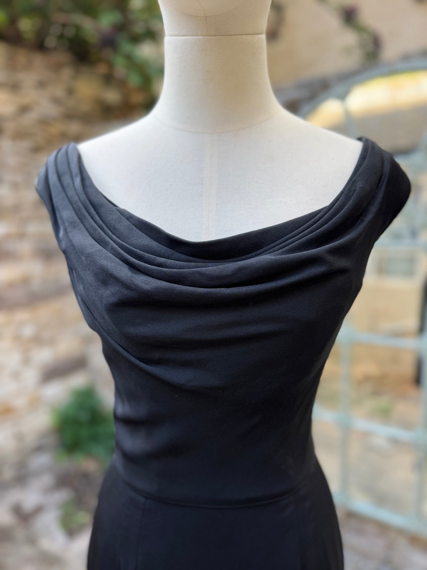 Ceil Chapman 1950s Black Wiggle Dress
