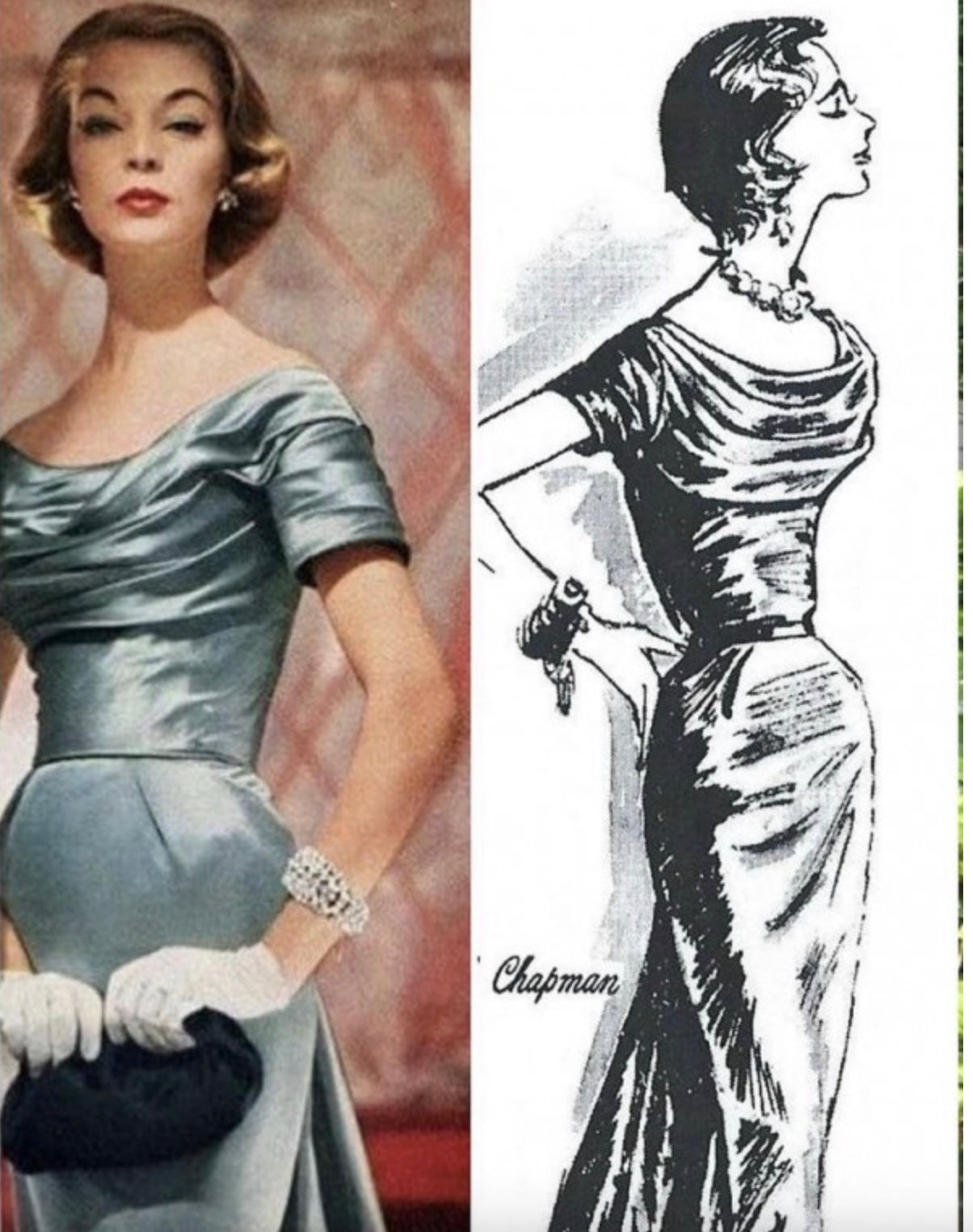 Ceil Chapman 1950s Black Wiggle Dress