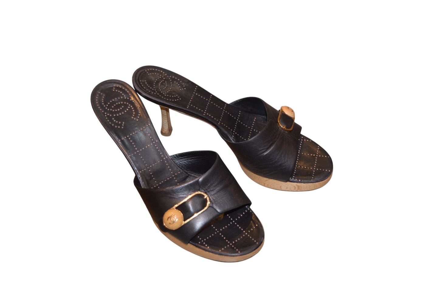 Chanel vintage Leather Mule Clogs