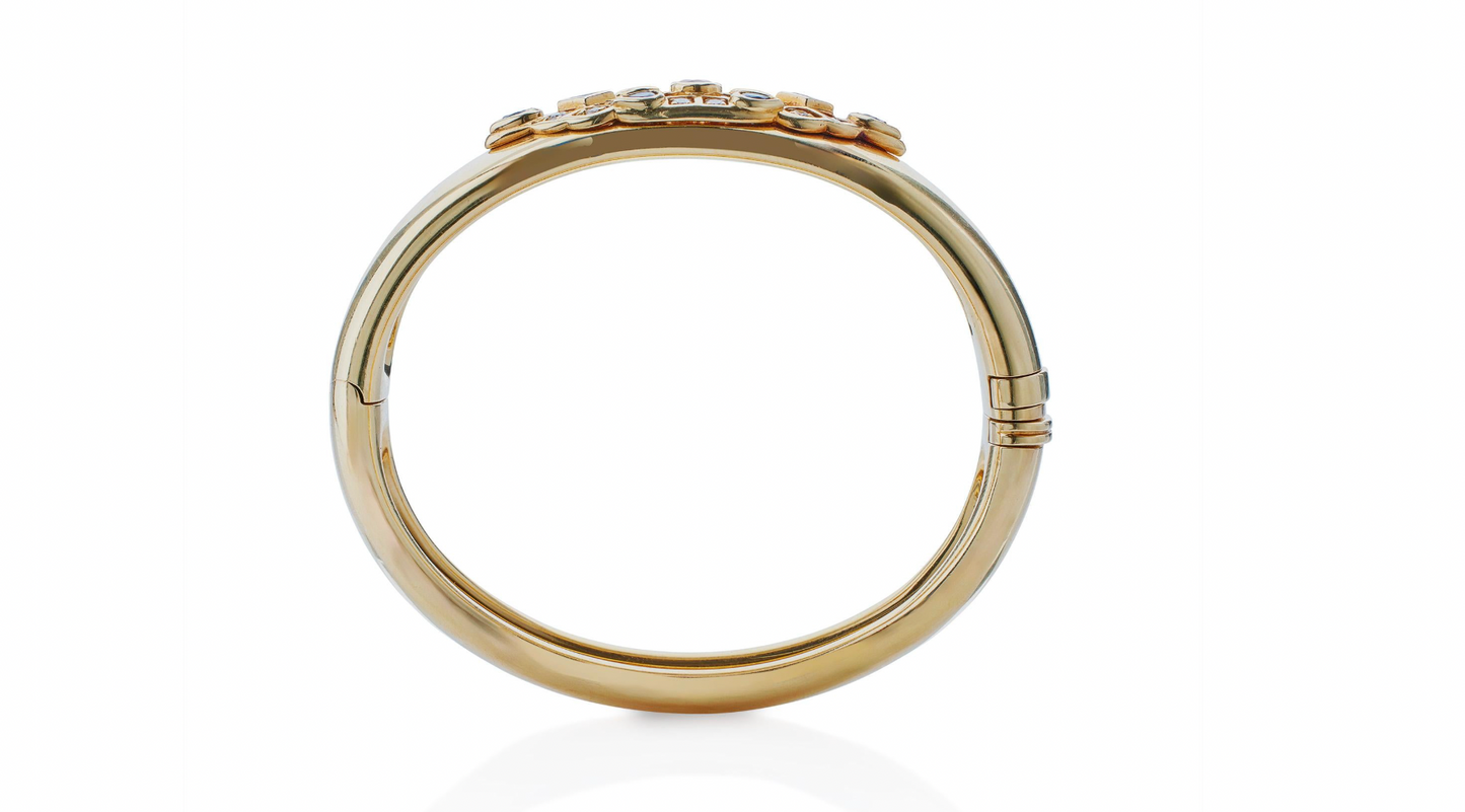 Cartier Gem-set and Diamond 18K Gold "Byzantine" Bangle Bracelet