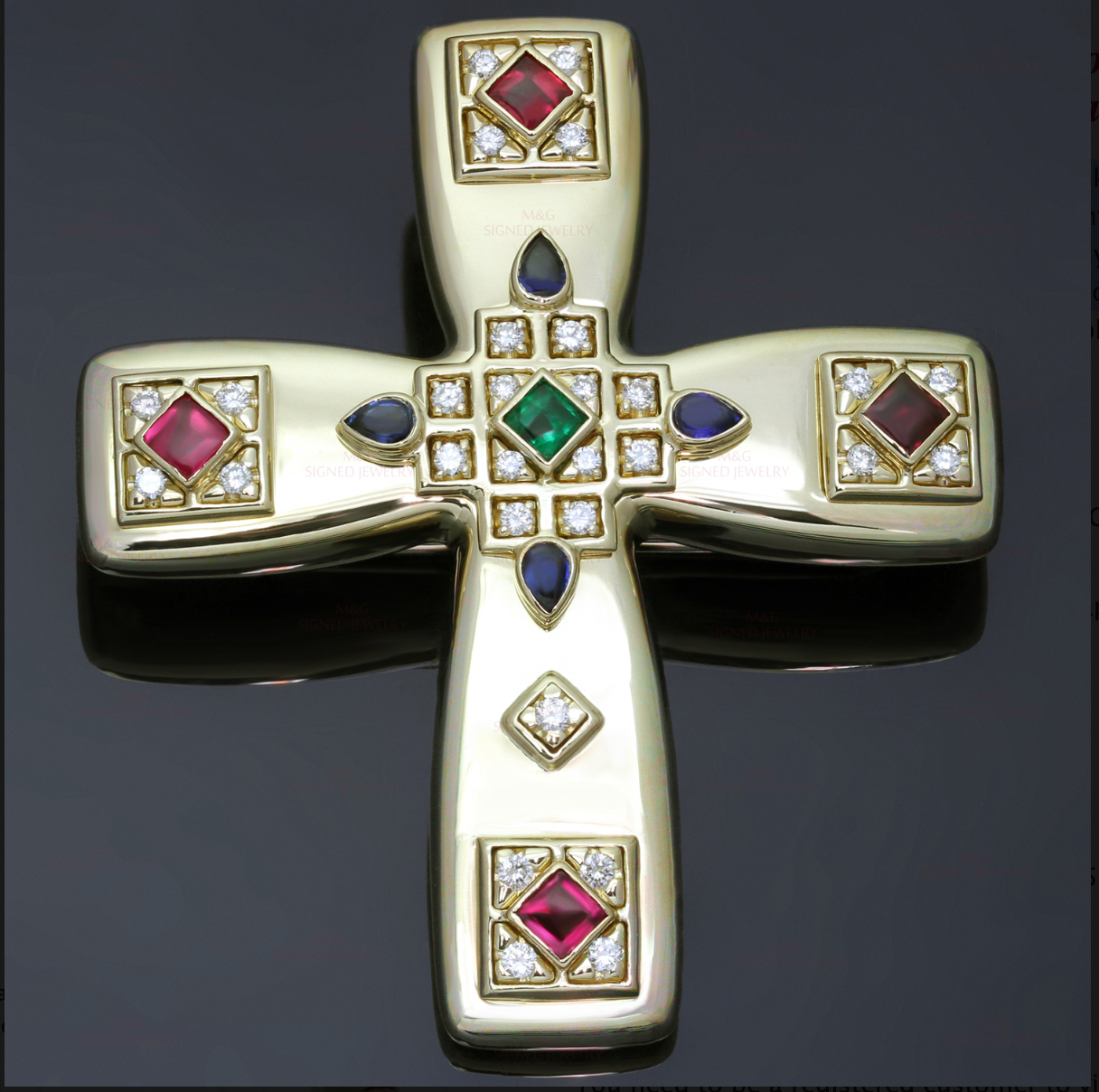 Cartier Gem-set and Diamond 18K Gold "Byzantine" Pendant Brooch
