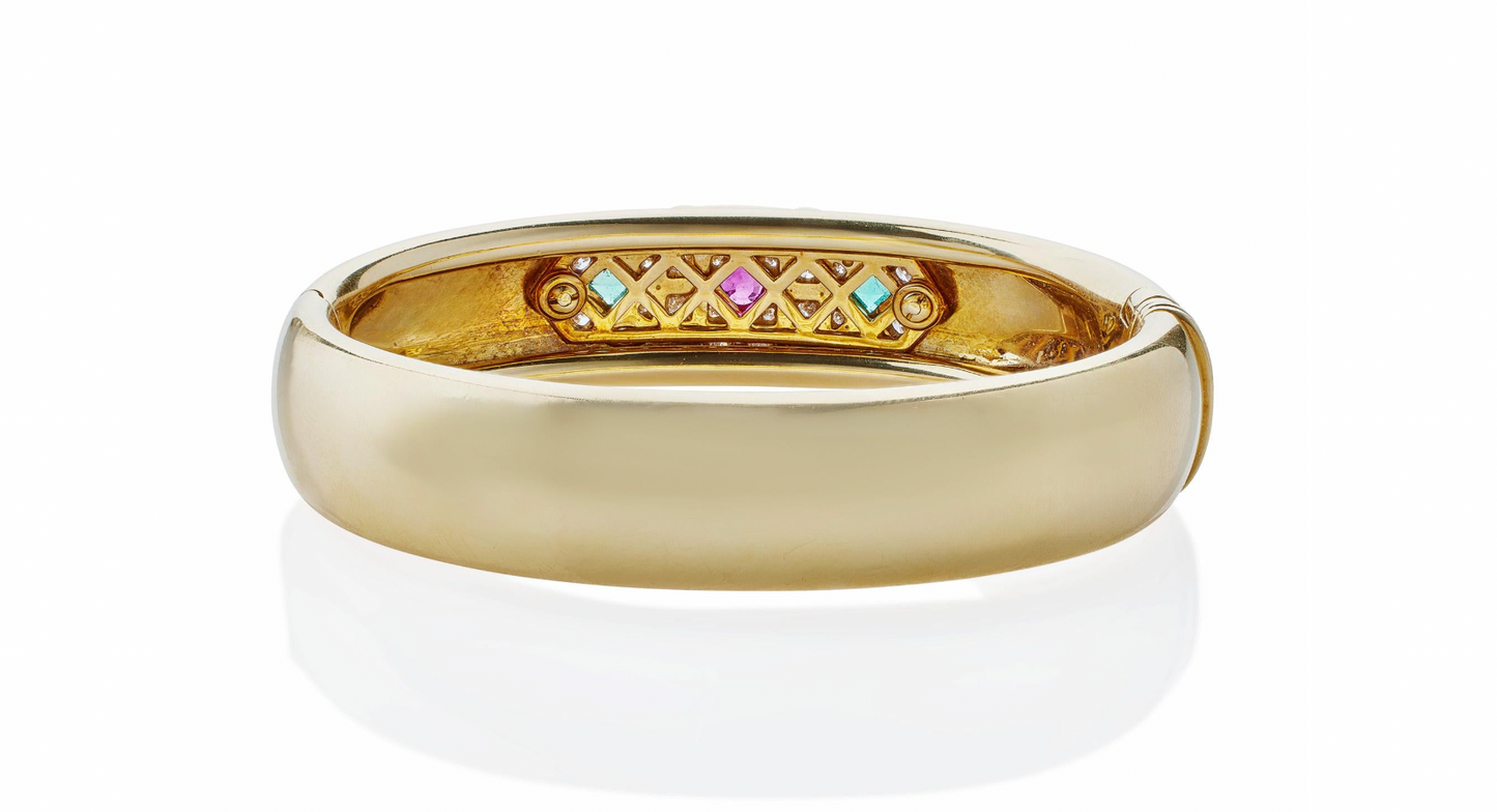 Cartier Gem-set and Diamond 18K Gold "Byzantine" Bangle Bracelet