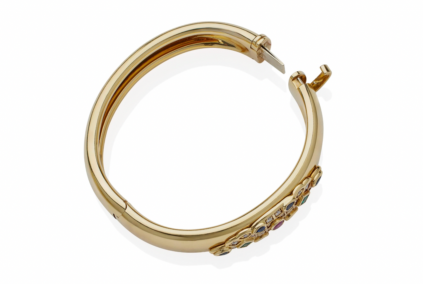Cartier Gem-set and Diamond 18K Gold "Byzantine" Bangle Bracelet