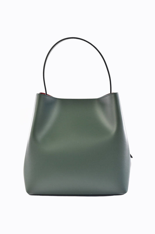 Shoulder Bag in Green Brushed Calf Leather