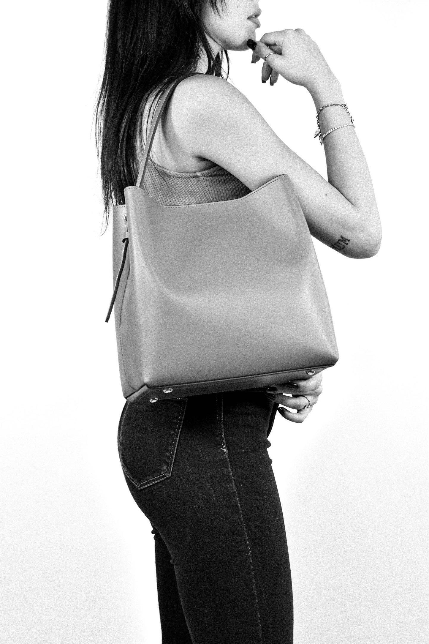 Shoulder Bag in Green Brushed Calf Leather