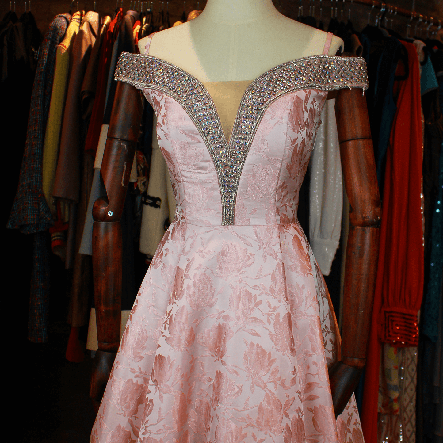 Nataliya Couture Pink Satin Brocade Ball Gown