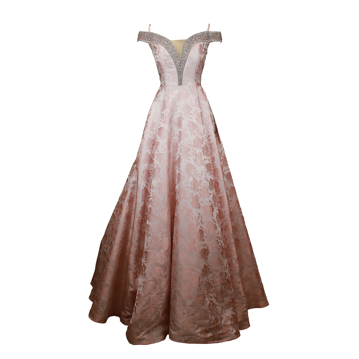 Nataliya Couture Pink Satin Brocade Ball Gown